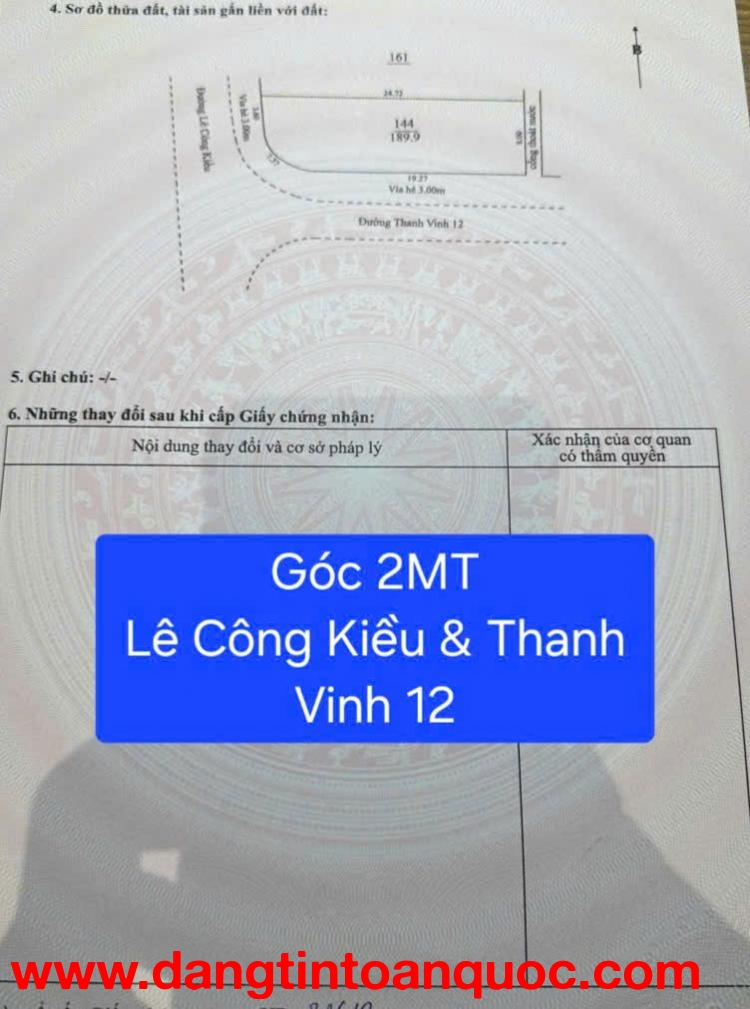 ????LÔ GÓC 2 MẶT TIỀN LÊ CÔNG KIỀU – THANH VINH 12, VỊ TRÍ ĐẸP ĐẦU TƯ SINH LỜI