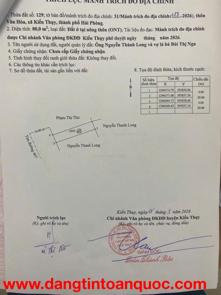 Lô góc F0 mặt đường huyện lộ 407 cạnh chợ Văn Hòa - ZALO 0567 222 555