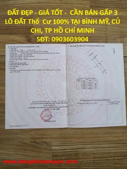 ĐẤT ĐẸP - GIÁ TỐT -  CẦN BÁN GẤP 3 LÔ ĐẤT Thổ  Cư 100% TẠI BÌNH MỸ, CỦ CHI, TP HỒ CHÍ MINH