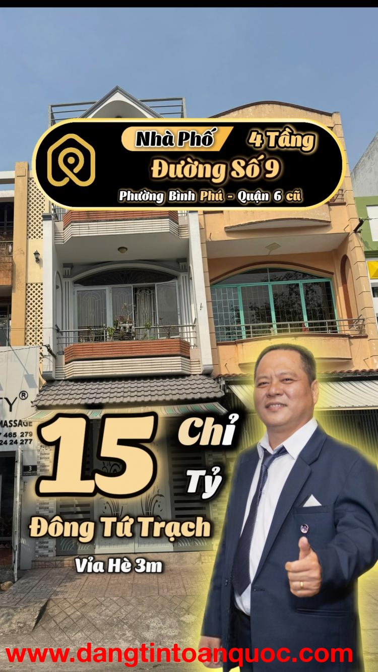 ???? NHÀ 4 TẦNG – MẶT TIỀN ĐƯỜNG SỐ 9 – BÌNH PHÚ QUẬN 6 - TÌM NHÀ PHỐ