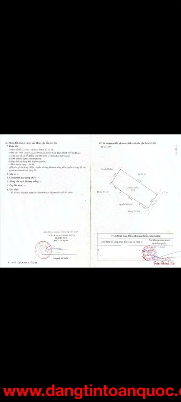 ĐẤT ĐẸP – GIÁ TỐT - CẦN BÁN NHANH LÔ ĐẤT TIỀM NĂNG tại huyện Kiến Thụy tp Hải Phòng