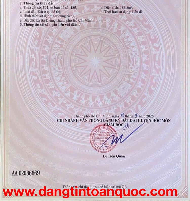 ĐẤT SÁT CHỢ ĐẦU MỐI NGUYỄN THỊ SÓC HẺM NHỰA 8M – 183,5M² FULL THỔ – CHỈ 7,9T