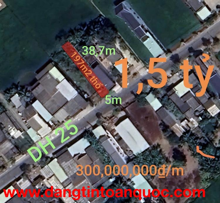 Bán đất xã Vàm Cỏ mặt tiền đường DH25 giá 1,5 tỷ