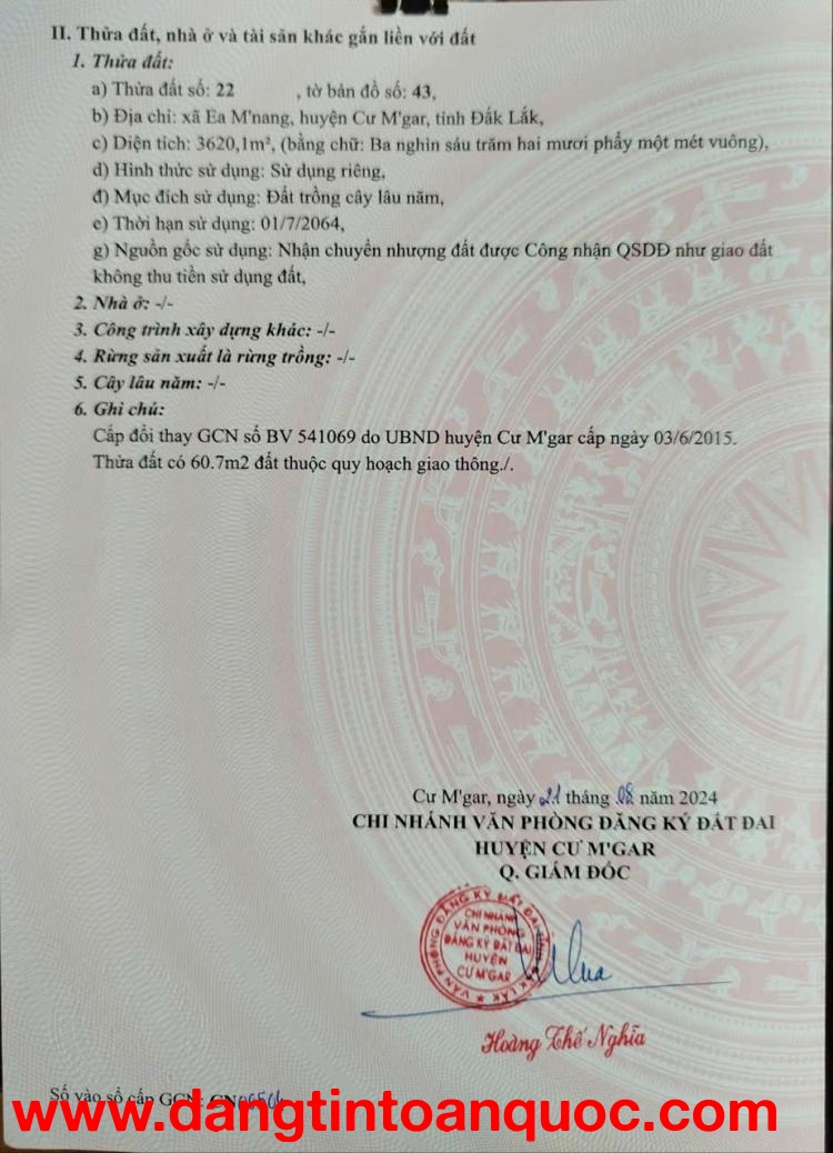 ĐẤT ĐẸP – GIÁ TỐT – CHÍNH CHỦ CẦN BÁN LÔ ĐẤT  tại xã Ea M’nang, Cư M’gar, Đắk Lắk