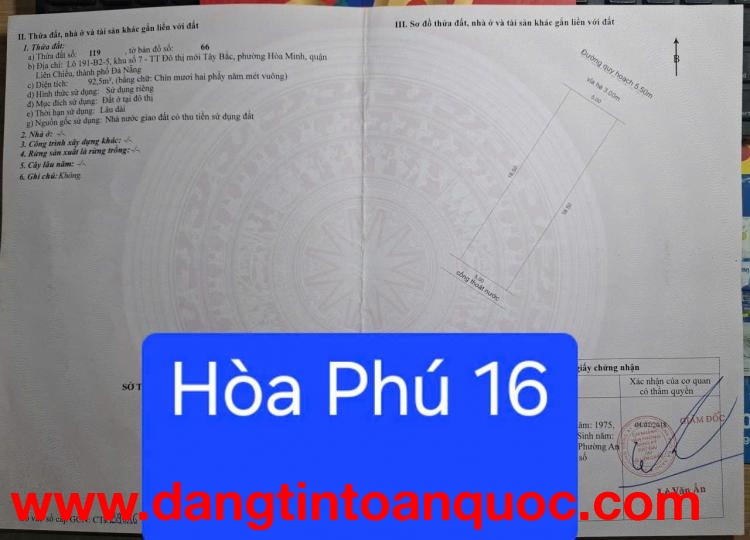 ????Bán đất đẹp mặt tiền đường Hoà Phú 16 (Gò Nãy 4 cũ), vị trí sát Tô Hiệu