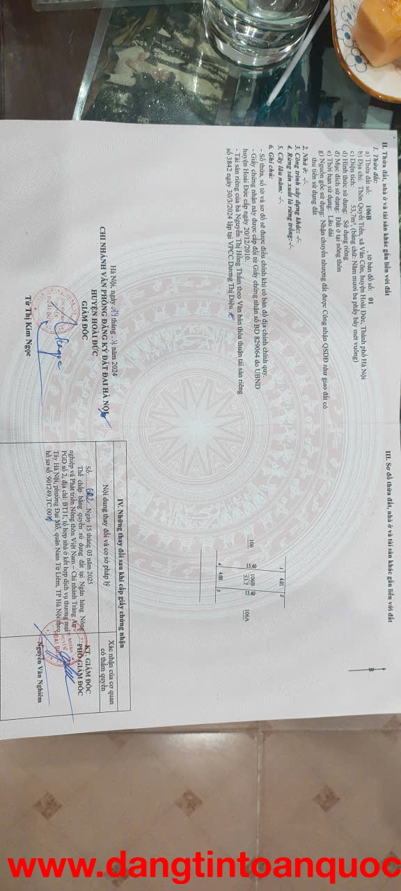 BÁN ĐẤT TẠI QUYẾT TIẾN – VÂN CÔN, HOÀI ĐỨC, HÀ NỘI