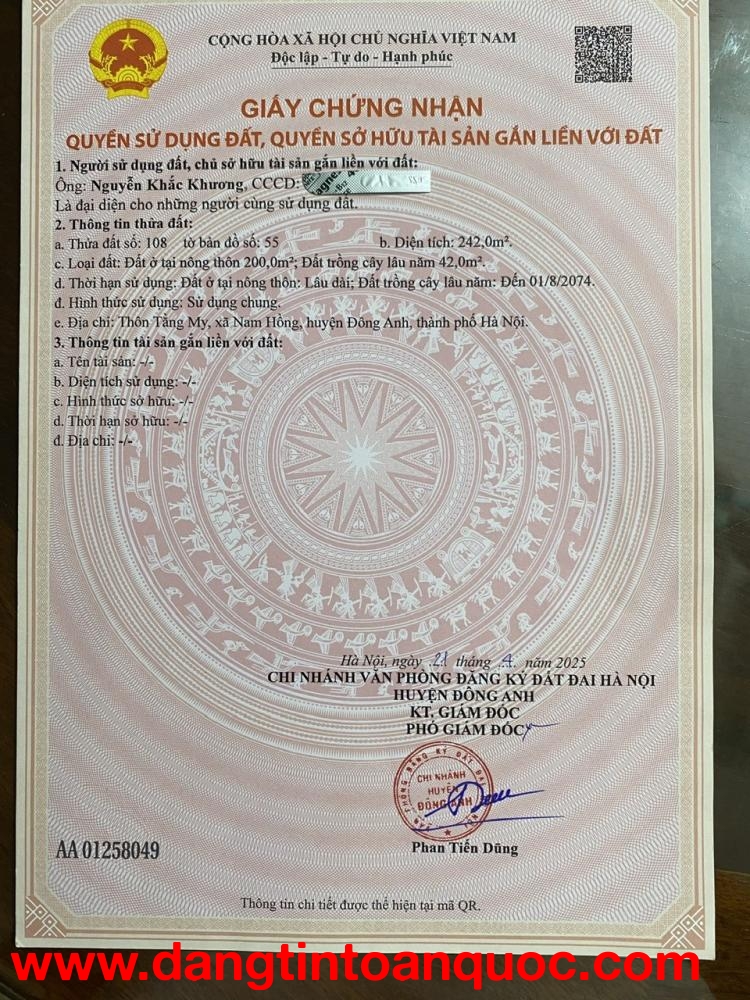 NHÀ ĐẤT ĐẸP – GIÁ TỐT  – CHÍNH CHỦ CẦN BÁN NHANH NHÀ VƯỜN tại Xã Trung Giã (Nam sơn, Sóc sơn), HN