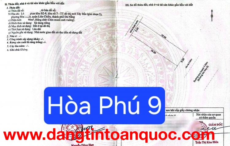 ????????BÁN LÔ ĐẤT MẶT TIỀN ĐƯỜNG 7,5M HÒA PHÚ 9 – ĐÀ NẴNG