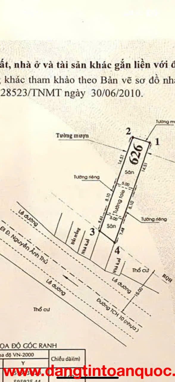 MẶT TIỀN TRẦN THỊ NĂM – NGANG 5M DÀI 38M – GIÁ CHỈ 12 TỶ GẦN UBNDP