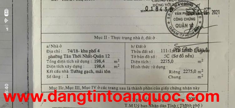 SIÊU PHẨM ĐẤT LỚN  2.275M²  MT ĐƯỜNG 16M TÂN THỚI NHẤT 17 – Q12 XE CONT VI VU