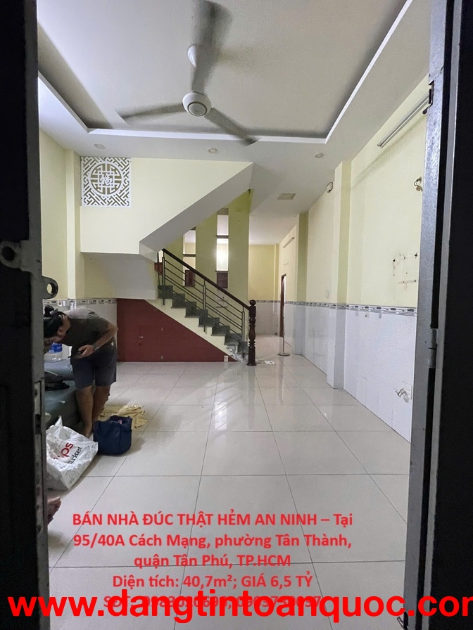 BÁN NHÀ ĐÚC THẬT HẺM AN NINH – Tại Phường Tân Thành, quận Tân Phú– GIÁ 6,5 TỶ