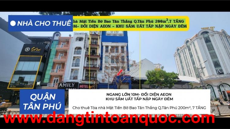 Cho thuê Tòa nhà Mặt Tiền Bờ Bao Tân Thắng Q.Tân Phú 200m²,7 TẦNG - ĐỐI DIỆN AEON