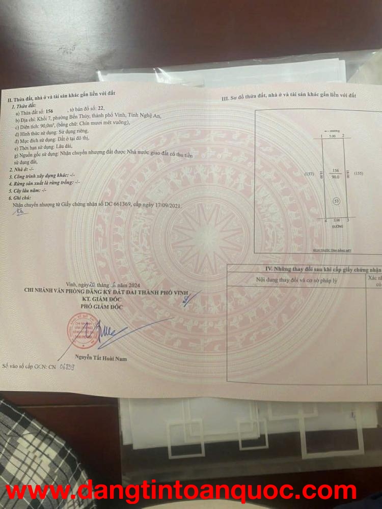 ĐẤT ĐẸP – GIÁ TỐT – CHÍNH CHỦ CẦN BÁN ĐẤT Số 16 Lý Nhật Quang, Khối 7, Phường Bến Thủy, TP. Vinh, Ng