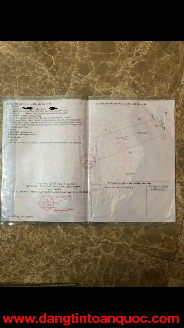 ĐẤT ĐẸP – GIÁ TỐT  – CHÍNH CHỦ CẦN BÁN GẤP tại , Xã Tân Vĩnh Hiệp, Thị xã Tân Uyên, Bình Dương