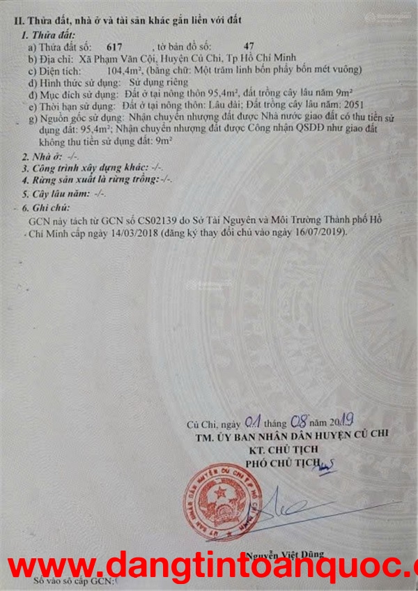 ĐẤT ĐẸP – GIÁ TỐT – CHÍNH CHỦ CẦN BÁN ĐẤT Đường Ấp Cây Trắc (483), Xã Phạm Văn Cội, Củ Chi, TP.HCM