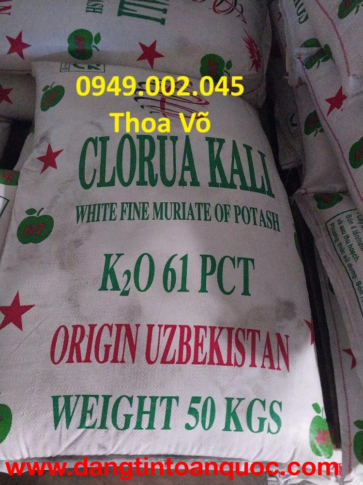 Kali Trắng Uzbekistan Bao 50kg – KCl 60% Cho Nông Nghiệp & Thủy Sản