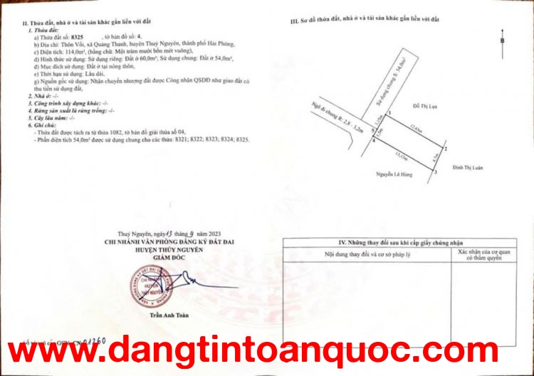 ĐẤT ĐẸP– GIÁ TỐT  –CHÍNH CHỦ CẦN BÁN NHANH LÔ ĐẤT TIỀM NĂNG TẠI huyện Thủy Nguyên, TP Hải Phòng