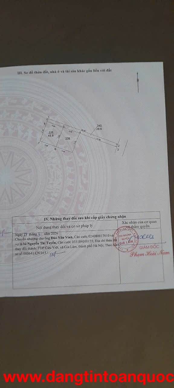 CẦN BÁN 43.8 M2 ĐẤT TRÂU QUỲ - GIA LÂM, GIÁ 5.55 TỶ, LH 0985865658