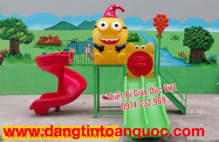 Cầu trượt liên hoàn cho bé, cầu trượt mầm non