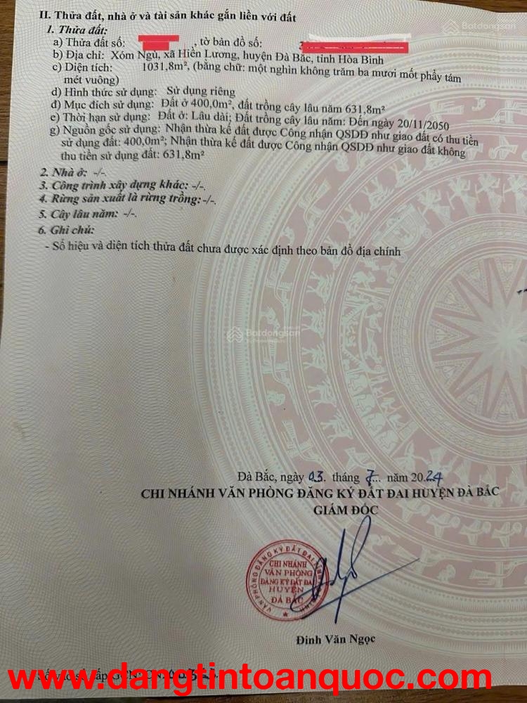 Đất bán tại ĐT 433, 1,1 tỷ, 1031 m2, huyện Đà Bắc, Hòa Bình