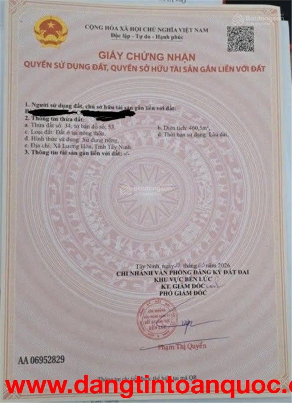 CHÍNH CHỦ Cần Bán ĐẤT MẶT TIỀN Đường TL 830, Xã Lương Hòa, Huyện Bến Lức, Long An