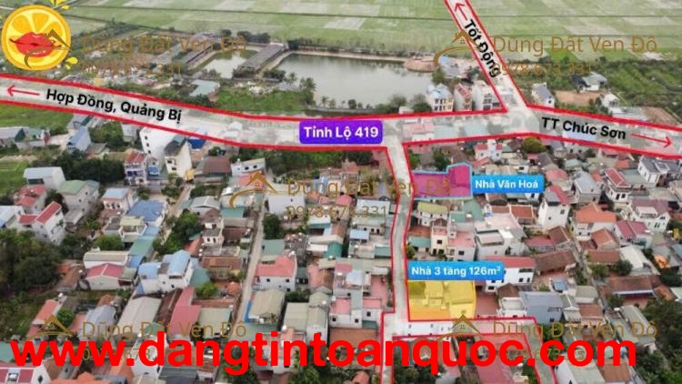 NGÔI NHÀ 126M2-3 TẦNG -LÔ GÓC THOÁNG -GẦN SÁT THỊ TRẤN CHÚC SƠN CHƯƠNG MỸ