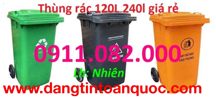 Phân phối thùng rác nhựa-Thùng rác 240 lít 14,5kg giá rẻ tại vĩnh long- lh 0911082000