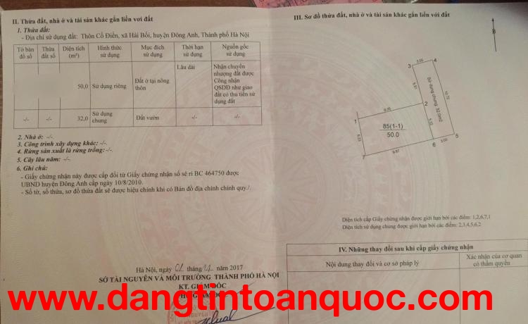BÁN ĐẤT CỔ ĐIỂN HẢI BỐI – ĐÔNG ANH – GẦN CẦU THĂNG LONG – Ô TÔ VÀO ĐẤT – 50M – GIÁ HƠN 5 TỶ