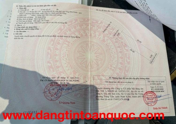 BÁN 3 LÔ ĐẤT CỒN DẦU HOÀ XUÂN, DT 100M2 / LÔ, GIÁ CHỈ TỪ 6-7 TỶ. LH:0929469357/ ZALO 0325447430