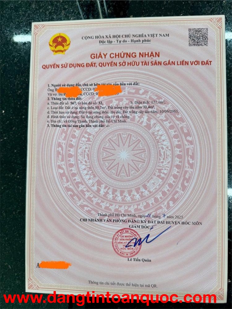 ĐẤT ĐẸP- GIÁ TỐT ĐẦU TƯ SINH LỜI CHÍNH CHỦ CẦN BÁN NHANH LÔ ĐẤT 2 mặt tiền tại huyện Hóc Môn, TPHCM