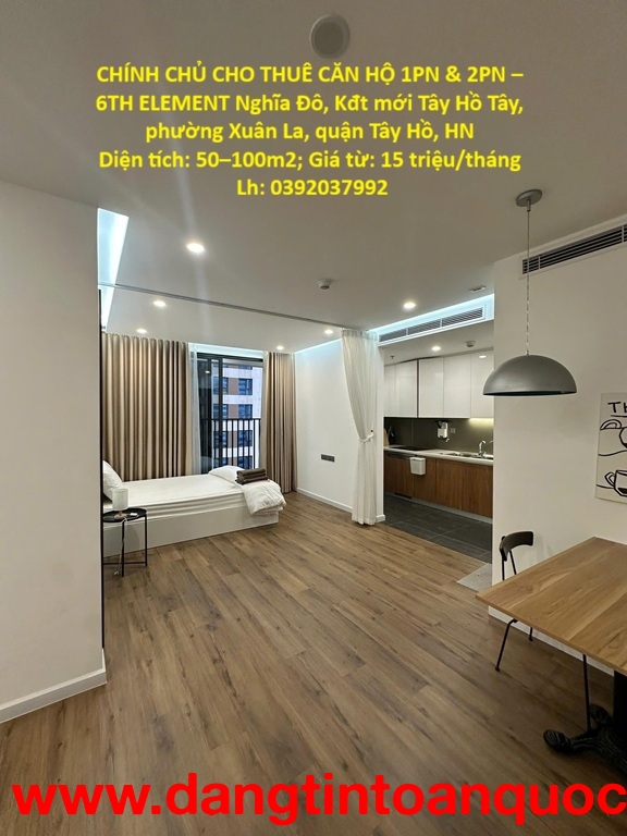 CHO THUÊ CĂN HỘ 6TH ELEMENT KĐT mới tây Hồ Tây, quận Tây Hồ, HN