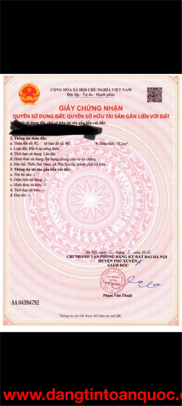 ĐẤT ĐẸP- GIÁ TỐT CHÍNH CHỦ CẦN BÁN NHANH lô đất vị trí đẹp tại xã Phú Xuyên, TP Hà Nội