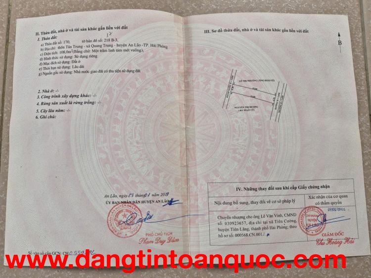 CHÍNH CHỦ CẦN BÁN LÔ ĐẤT ĐẸP TẠI AN LÃO – HẢI PHÒNG