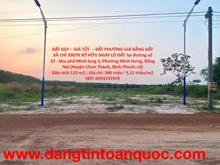 ĐẤT ĐẸP – GIÁ TỐT  – ĐẤT PHƯỜNG GIÁ BẰNG ĐẤT XÃ CHỈ 390TR SỞ HỮU NGAY LÔ ĐẤT Tại  MINH HƯNG