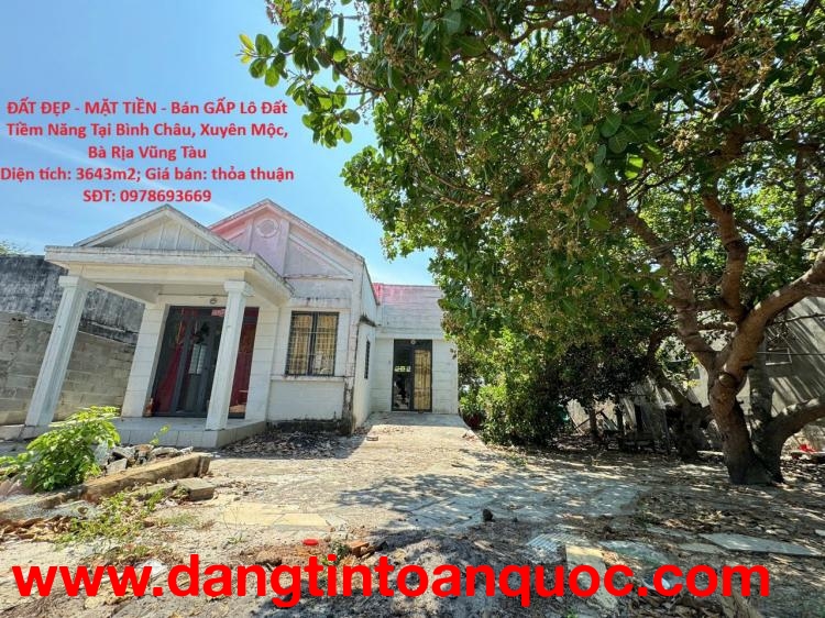 ĐẤT ĐẸP - MẶT TIỀN - Bán GẤP Lô Đất Tiềm Năng Tại Bình Châu, Xuyên Mộc, Bà Rịa Vũng Tàu