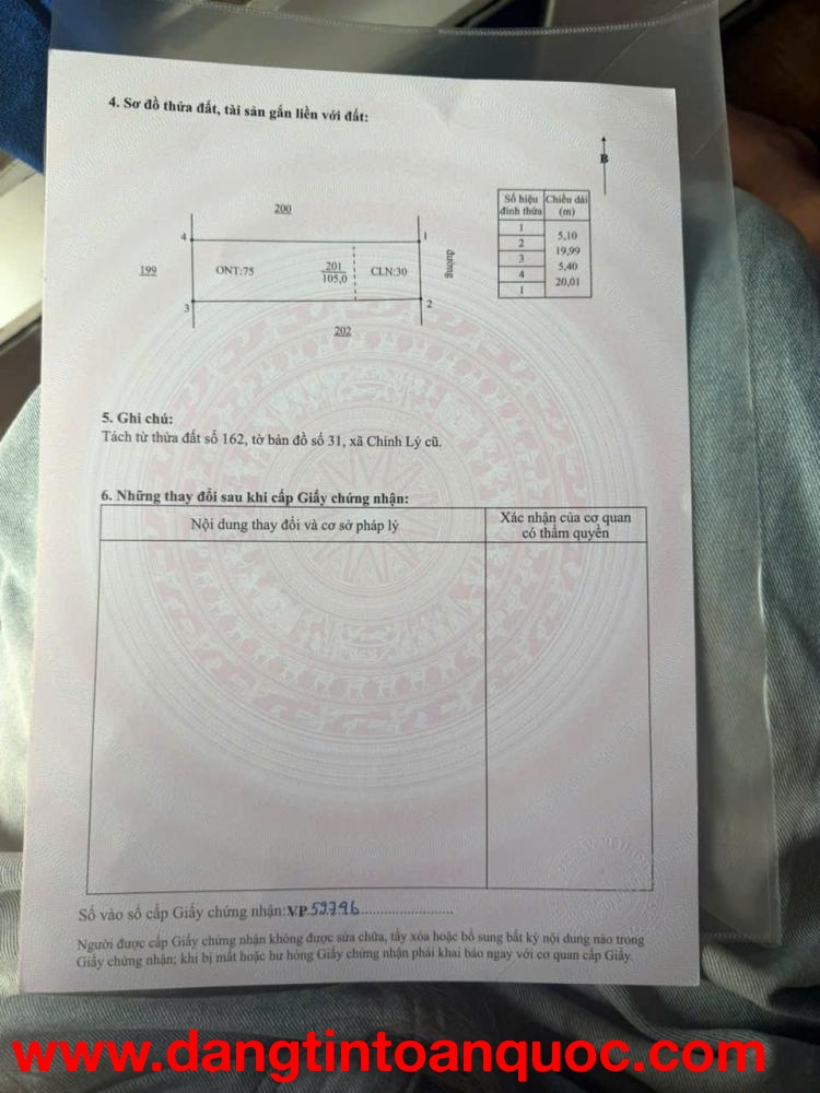 Bán nhanh 2 lô đất cạnh khu đấu giá xã Chính Lý, huyện Lý Nhân, tỉnh Hà Nam