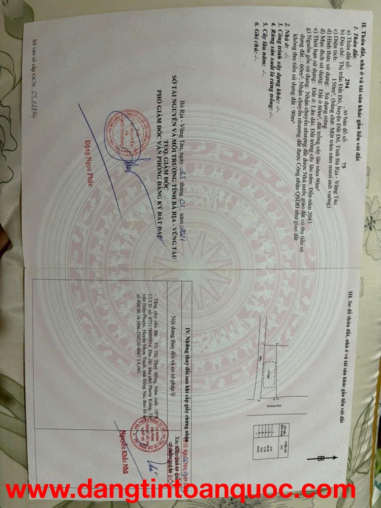 ĐẤT ĐẸP – GIÁ TỐT  – CHÍNH CHỦ CẦN BÁN GẤP Tại Thị trấn Đất Đỏ, Huyện Đất Đỏ, Bà Rịa – Vũng Tàu