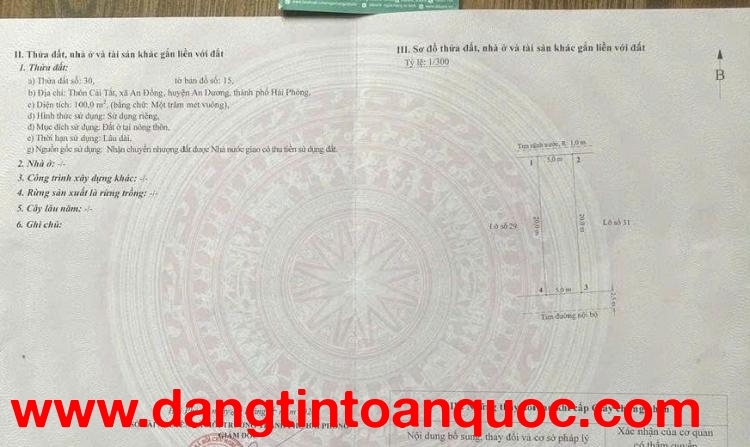 Đất 100m2 đường 5m Cái Tắt, An Đồng, An Dương - Giá chỉ: 3,x tỷ