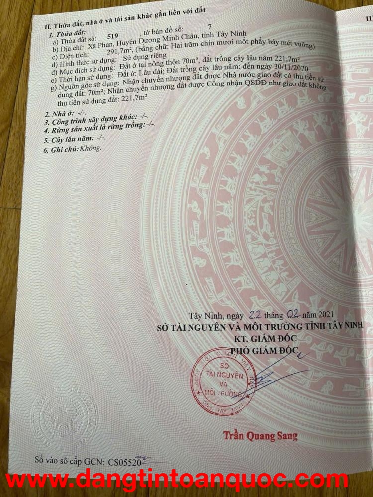 CHÍNH CHỦ CẦN BÁN ĐẤT và  CƠ HỘI AN CƯ  và ĐẦU TƯ TẠI DƯƠNG MINH CHÂU, TÂY NINH