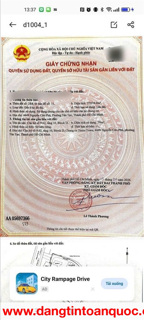 CĂN HỘ CHÍNH CHỦ - DỌN VÀO Ở NGAY - Nguyễn Cửu Phú, P. Tân Tạo, Q. Bình Tân, TP Hồ Chí Minh