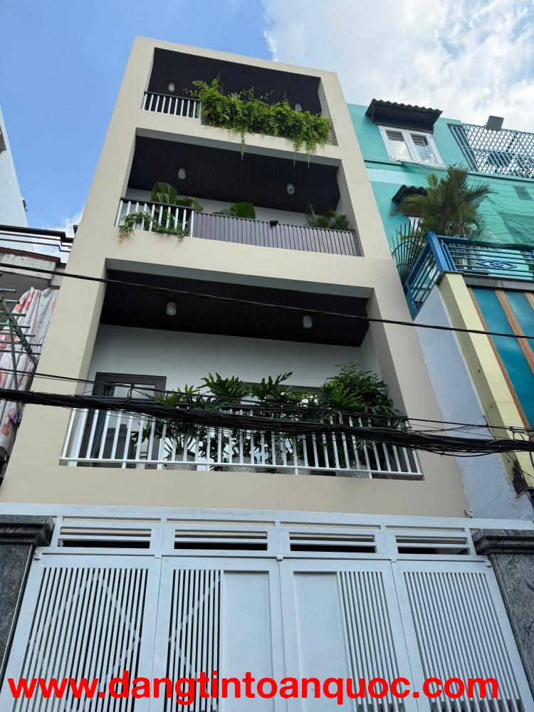 Bán Nhà mới, Hẻm 6m Pham Văn Chiêu, gần chợ Thạch Đà, 5x15m, 4 Tầng- 4PN, 7,99 tỷ.