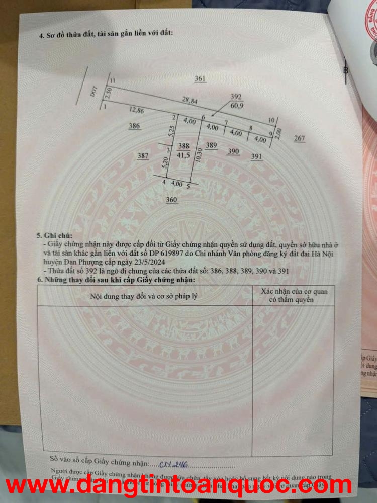 Chủ cần bán 41,5 m2 đan phương,hà nội.