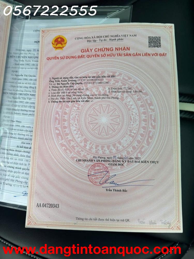 Bán đất sát Chợ Gốc Đa Minh Tân Kiến Thụy chỉ  9xx triệu - ZALO 0567 222 555