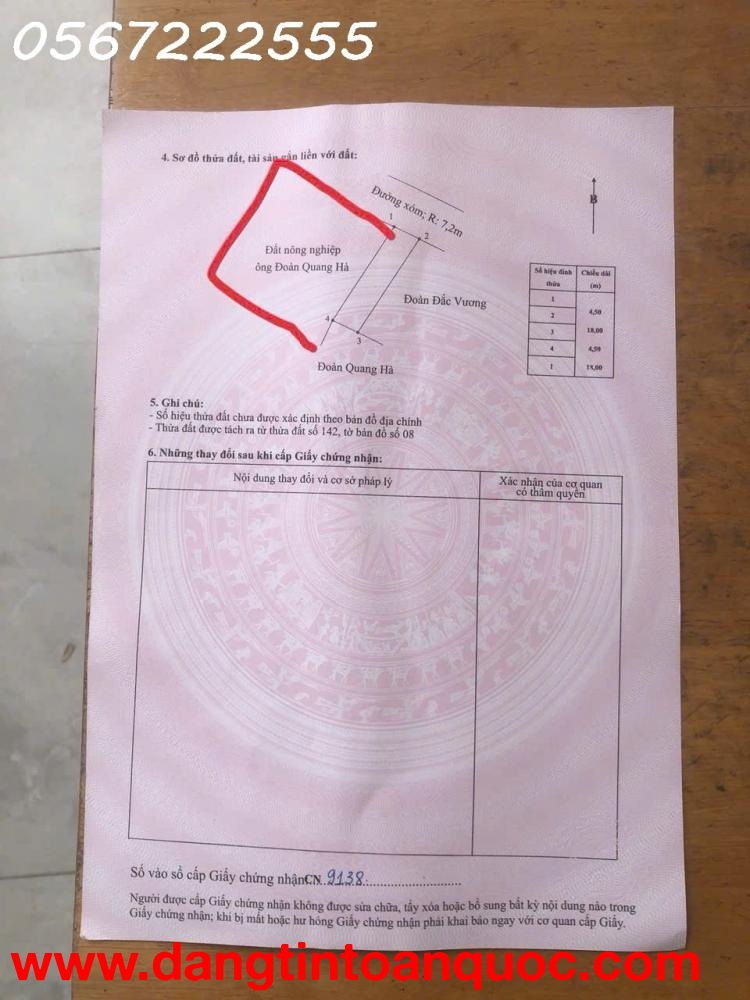 Bán đất nhà vườn mặt đường trục thôn Kính Trực, Tân Phong chỉ 1,9xx tỷ - ZALO 0567 222 555