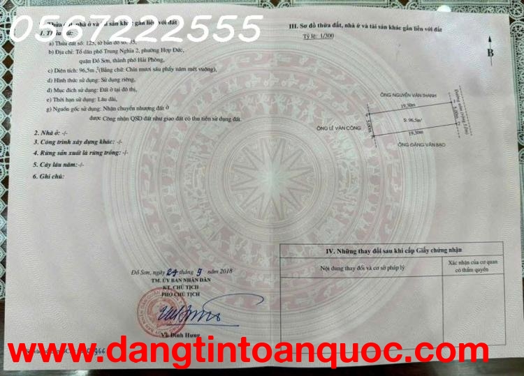 Bán đất Tuyến 2 Trung Nghĩa, Đồ Sơn diện tích rộng 96,5m2 - ZALO 0567 222 555