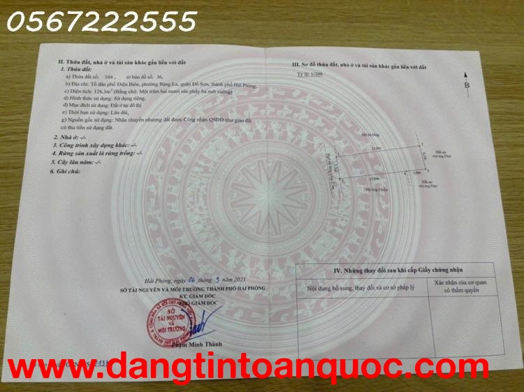 Bán đất Bàng La, Đồ Sơn sát chợ - Diện tích 126m2 nở hậu - ZALO 0567 222 555