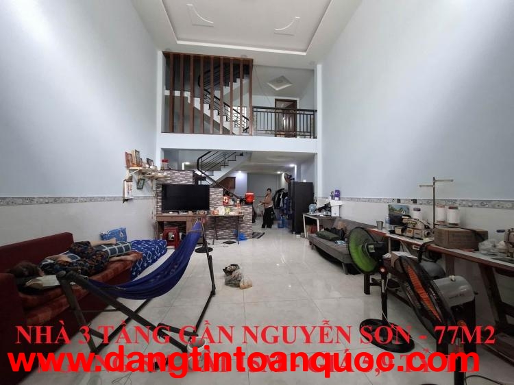 NHÀ ĐẸP 3 TẦNG GẦN NGUYỄN SƠN, 77M2 NGANG 5M DÀI 15M, GIÁ 5,9 TỶ TL