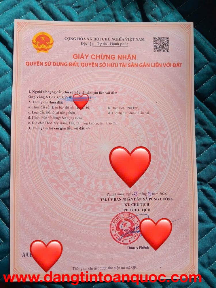 CHÍNH CHỦ CẦN BÁN ĐẤT XÃ PÚNG LUÔNG,MÙ CANG CHẢI,YÊN BÁI