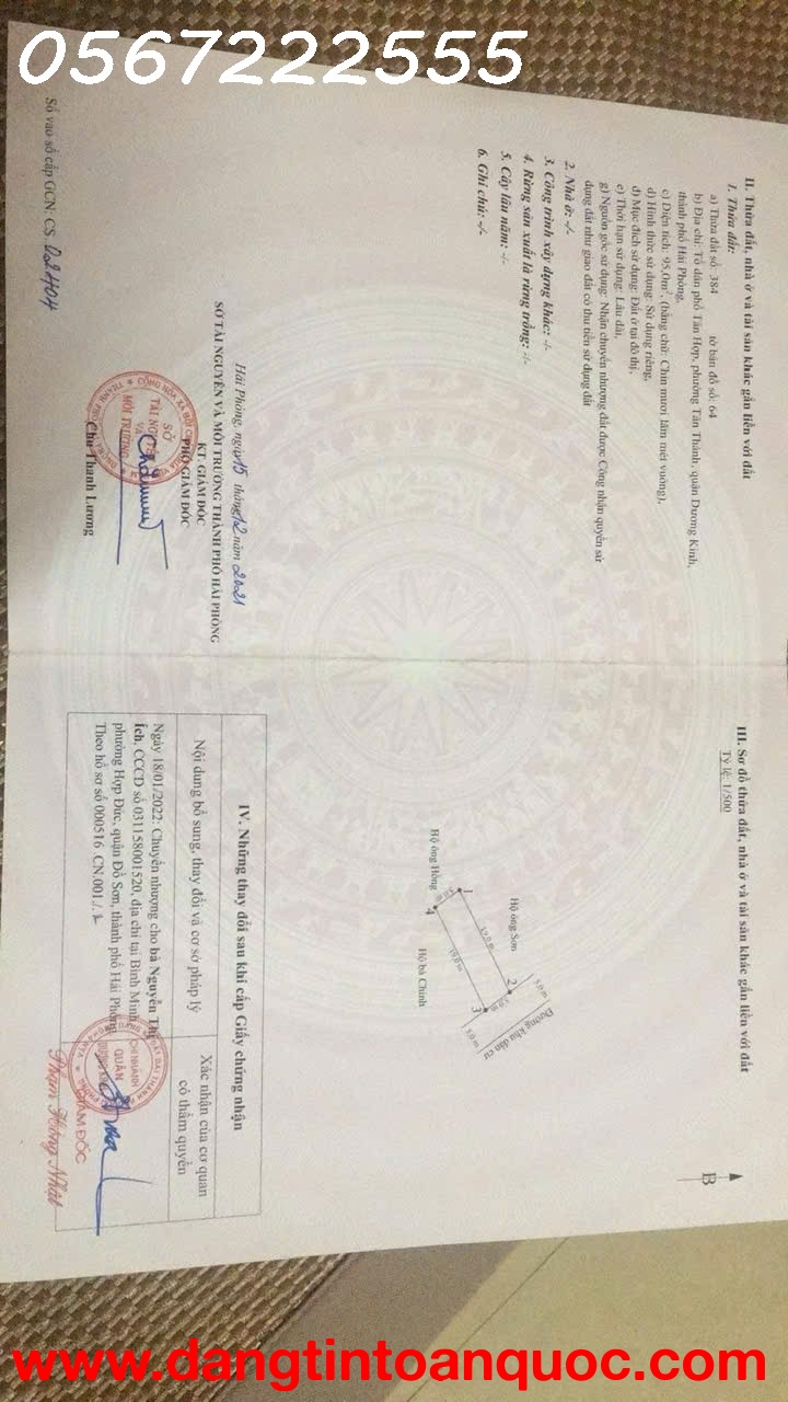 Bán đất Tân Thành, Dương Kinh - Đầu ngõ 199, vị trí cực đẹp - ZALO 0567 222 555