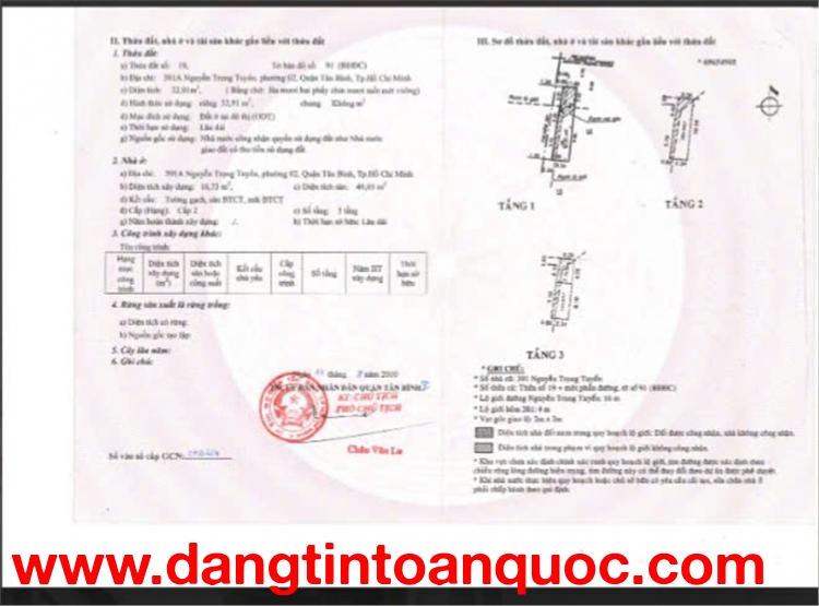Ngân hàng BIDV thanh lý tài sản tại địa chỉ 391A, Nguyễn Trọng Tuyển, phường 02, Q. Tân Bình, Tp.HCM
